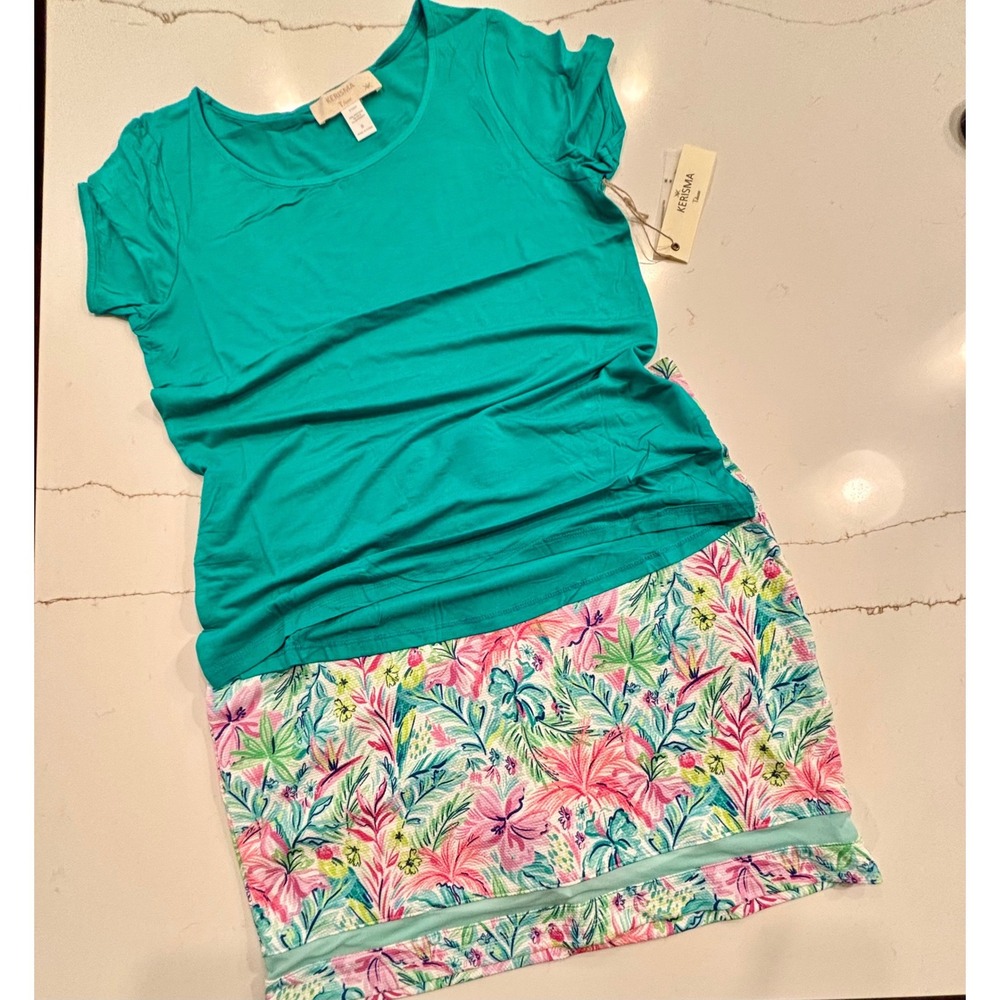 2 pc Kerisma Stella Parker Small Skort & top Womens Teal Floral Activewear - Picture 2 of 14